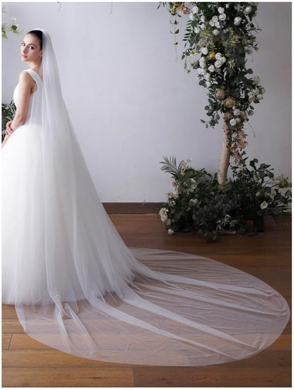 EVE | White Cathedral Length Tulle Veil