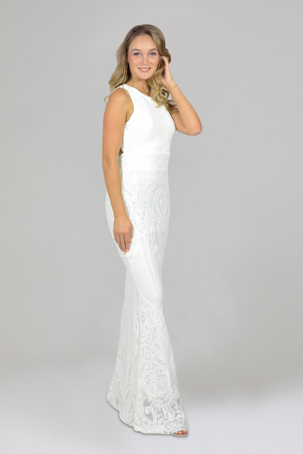 white sequin formal ball dresss perth australia envious bridal & formal
