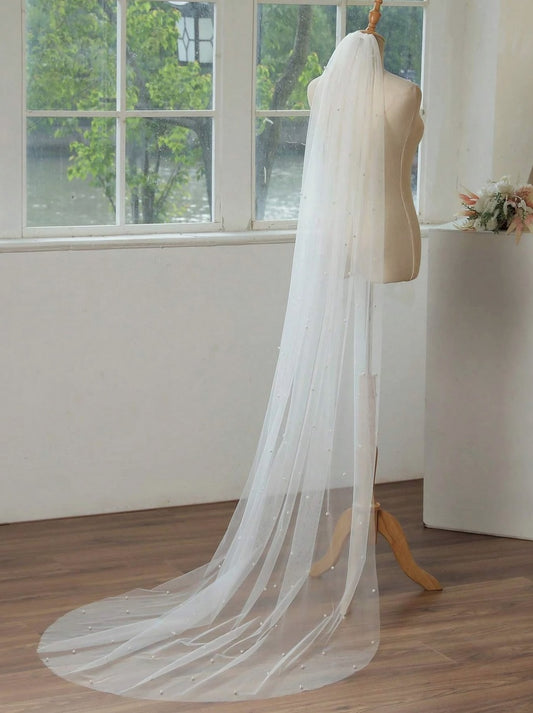 white tulle veil with pearls perth australia envious bridal & formal