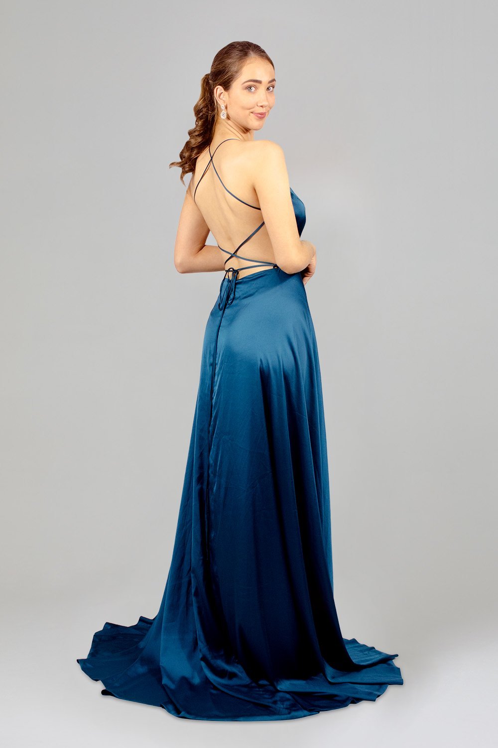Custom made teal bridesmaid satin dresses envious bridal & formal