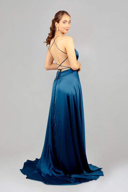 Custom made teal bridesmaid satin dresses envious bridal & formal