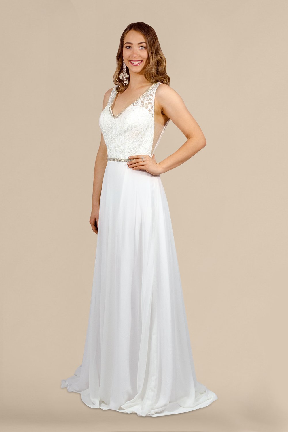 Custom made lace chiffon A line wedding dresses perth australia envious bridal & formal
