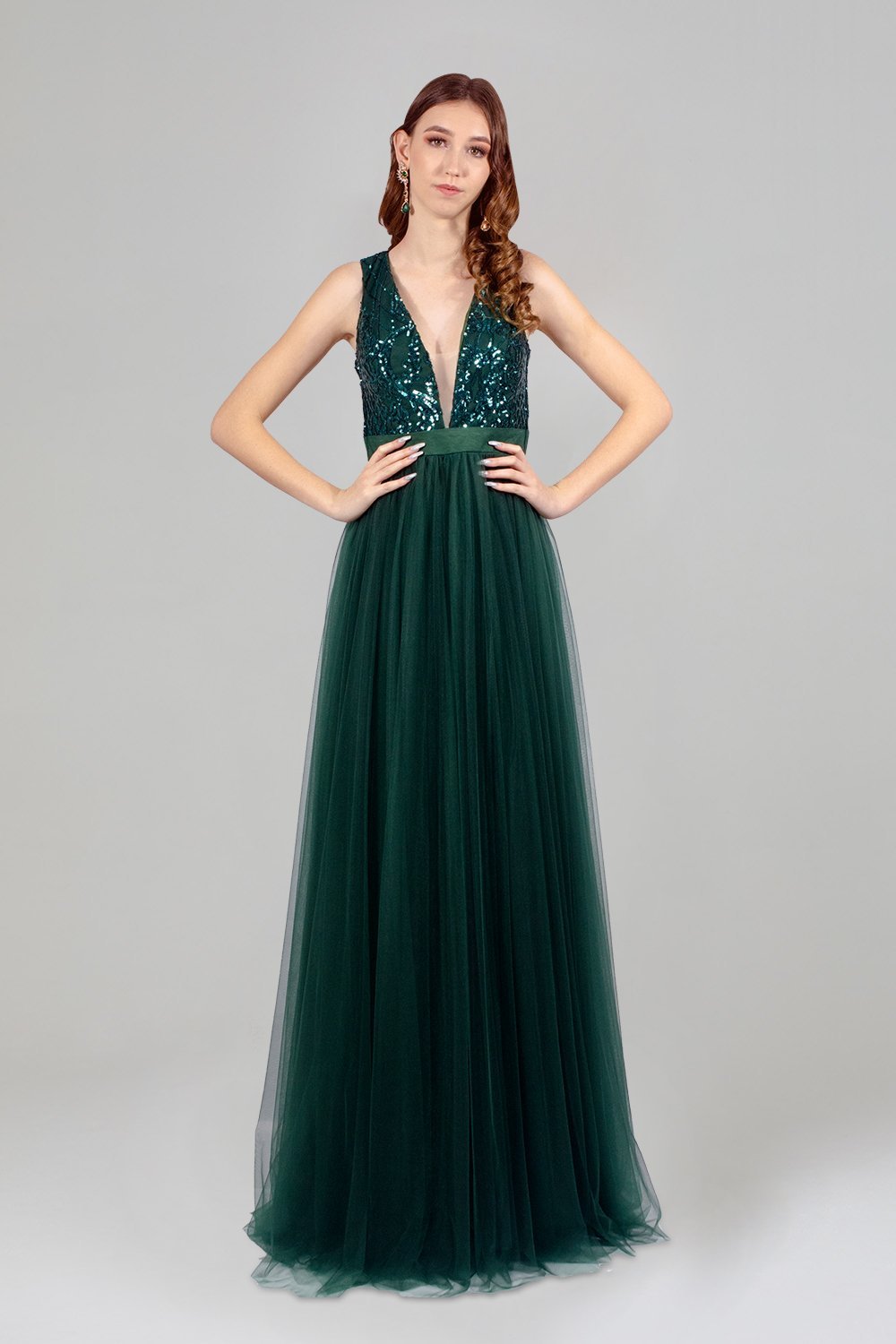 custom made emerald green A line princess ball dresses envious bridal & formal