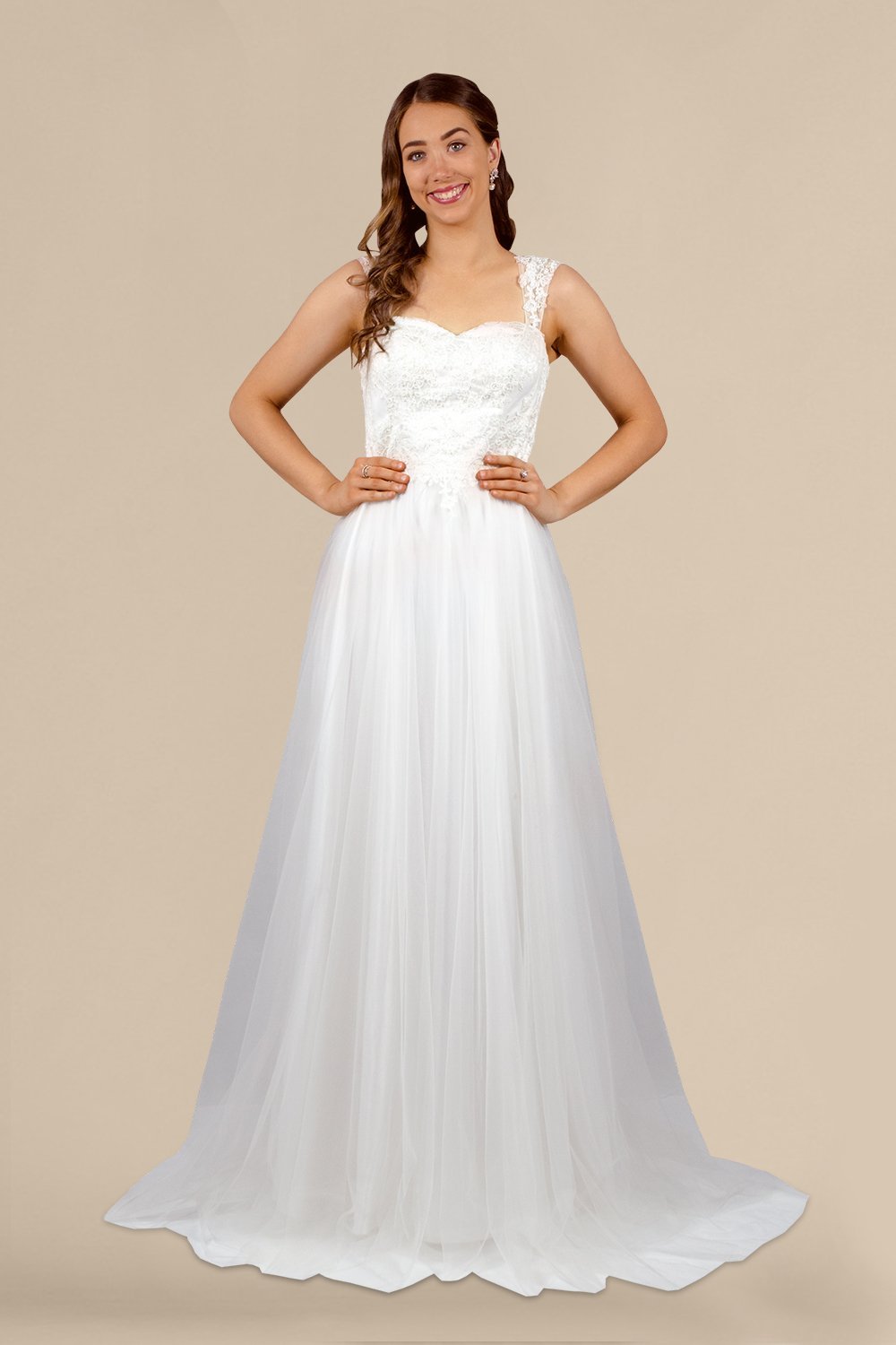lace bodice illusion back A line wedding gown Perth Australia Envious Bridal & Formal