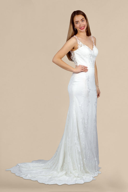 chantilly soft stretch lace wedding dress perth australia envious bridal & formal