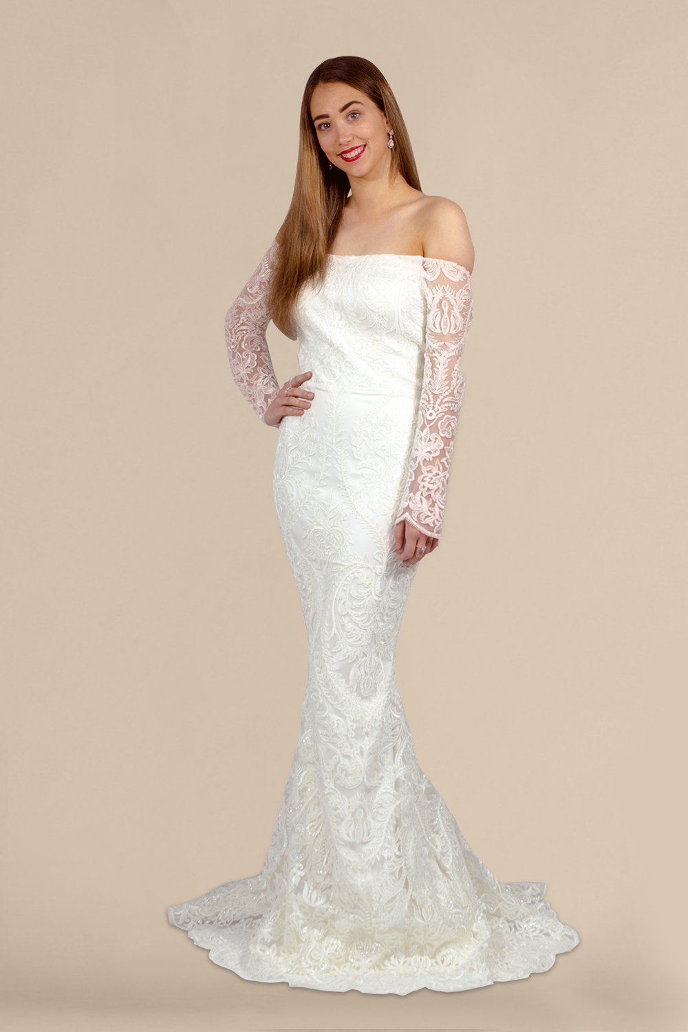 off the shoulder long sleeve lace wedding dresses custom made perth australia envious bridal & formal