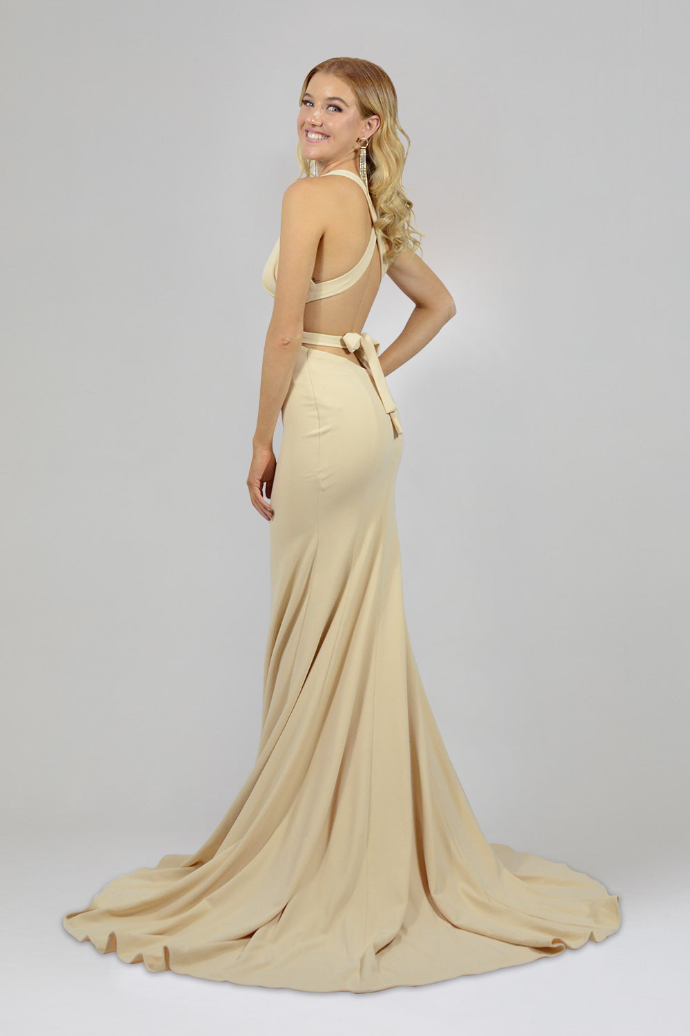 backless champagne colour bridesmaid dresses fitted style envious bridal formal