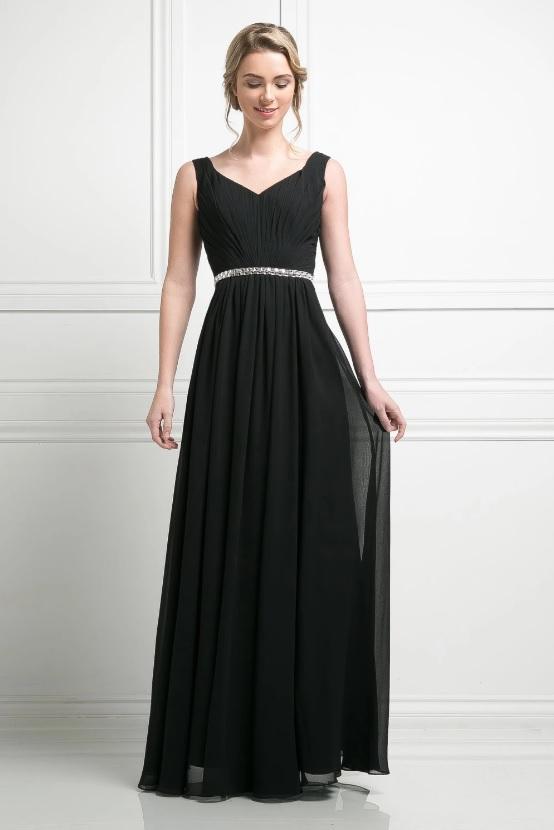 BRIELLE | Black Sleeveless Chiffon A Line Bridesmaid Dress - All Products Envious Bridal