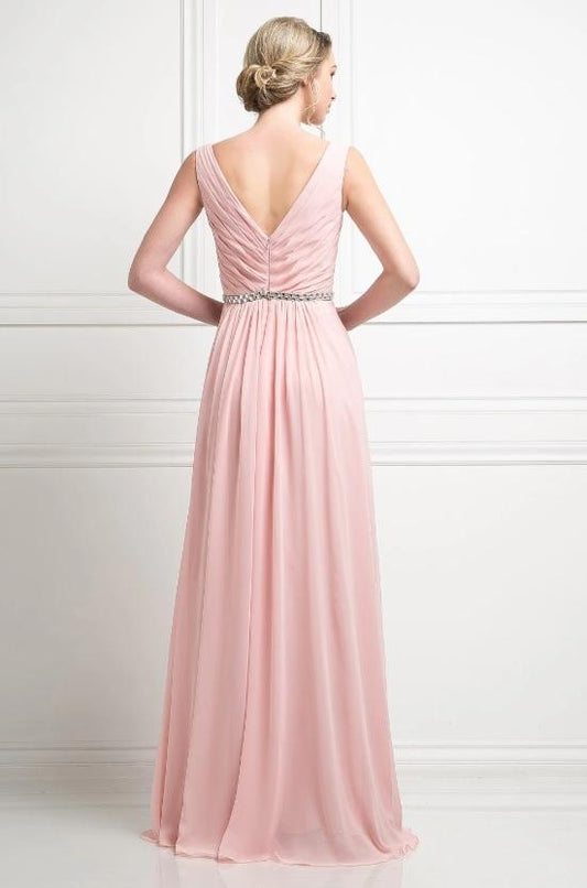 BRIELLE | Blush Sleeveless Chiffon A Line Bridesmaid Dress - All Products Envious Bridal