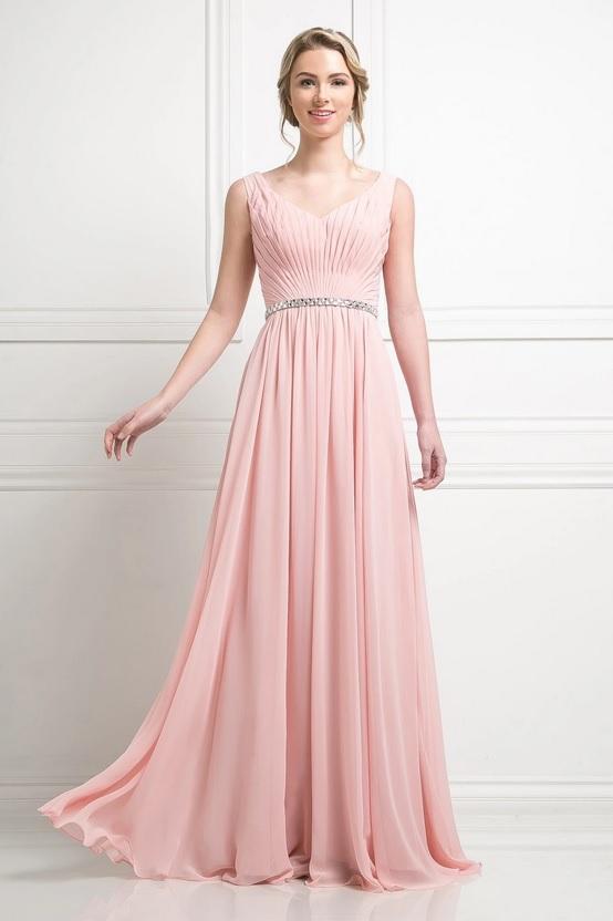 BRIELLE | Blush Sleeveless Chiffon A Line Bridesmaid Dress - All Products Envious Bridal