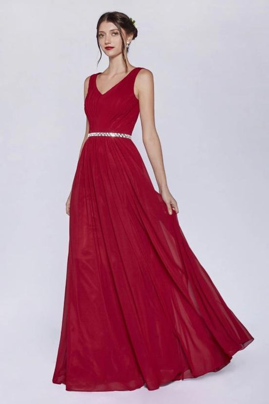 BRIELLE | Burgundy Sleeveless Chiffon A Line Bridesmaid Dress - All Products Envious Bridal