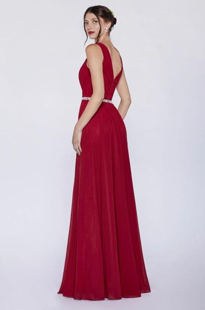 BRIELLE | Burgundy Sleeveless Chiffon A Line Bridesmaid Dress - All Products Envious Bridal