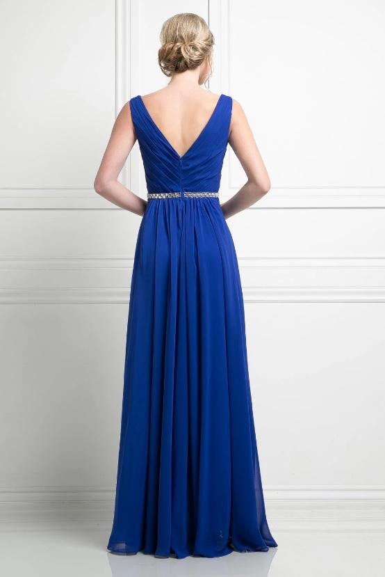 BRIELLE | Cobalt Sleeveless Chiffon A Line Bridesmaid Dress - All Products Envious Bridal