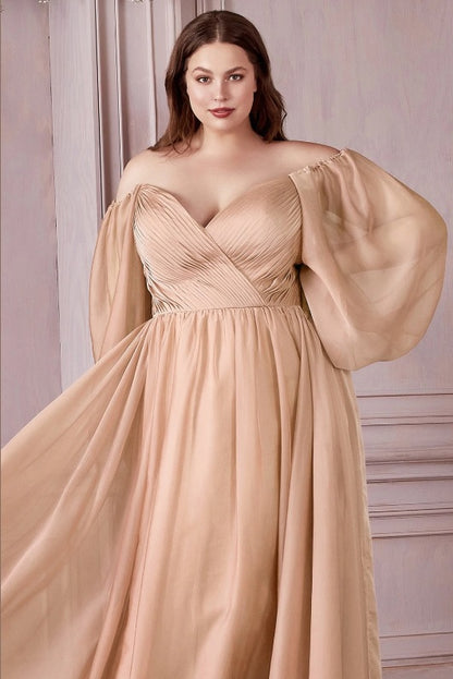 plus size champagne chiffon off the shoulder long sleeve bridesmaid dresses perth australia envious bridal & formal