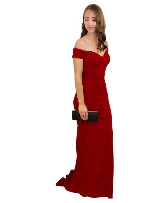 CHERISE | Off The Shoulder Fitted Red Formal Dress - Formal Dresses Envious Bridal & Formal