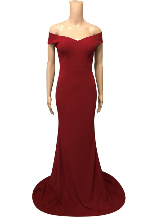 CHERISE | Off The Shoulder Fitted Red Formal Dress - Formal Dresses Envious Bridal & Formal