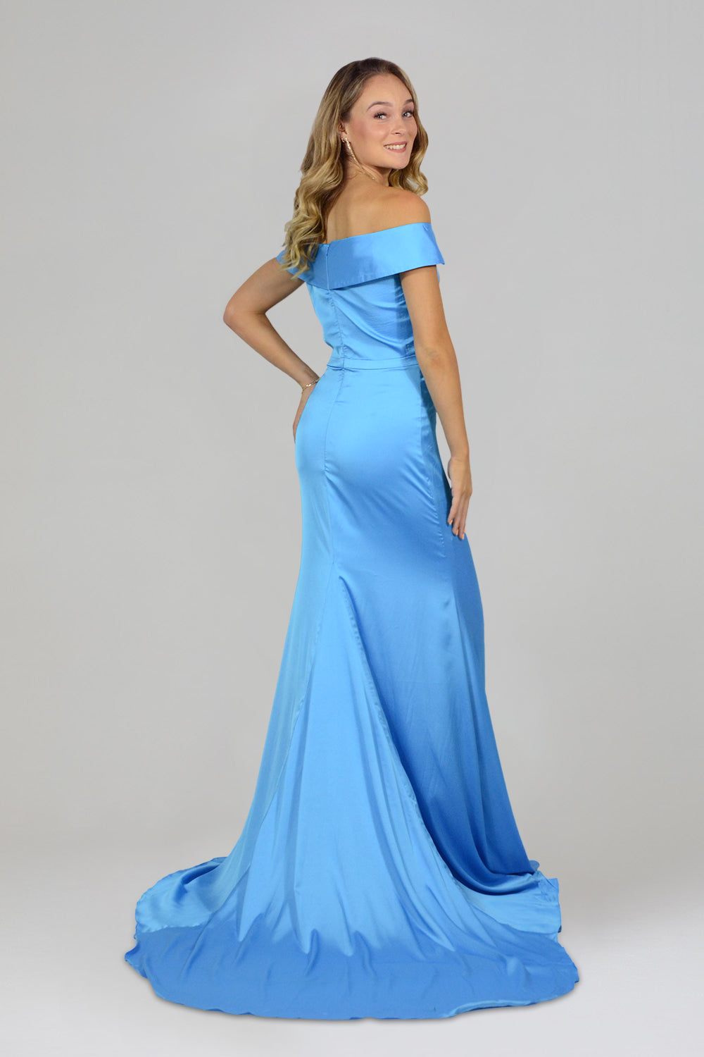 custom made blue satin mermaid bridesmaid dresses perth australia envious bridal & formal