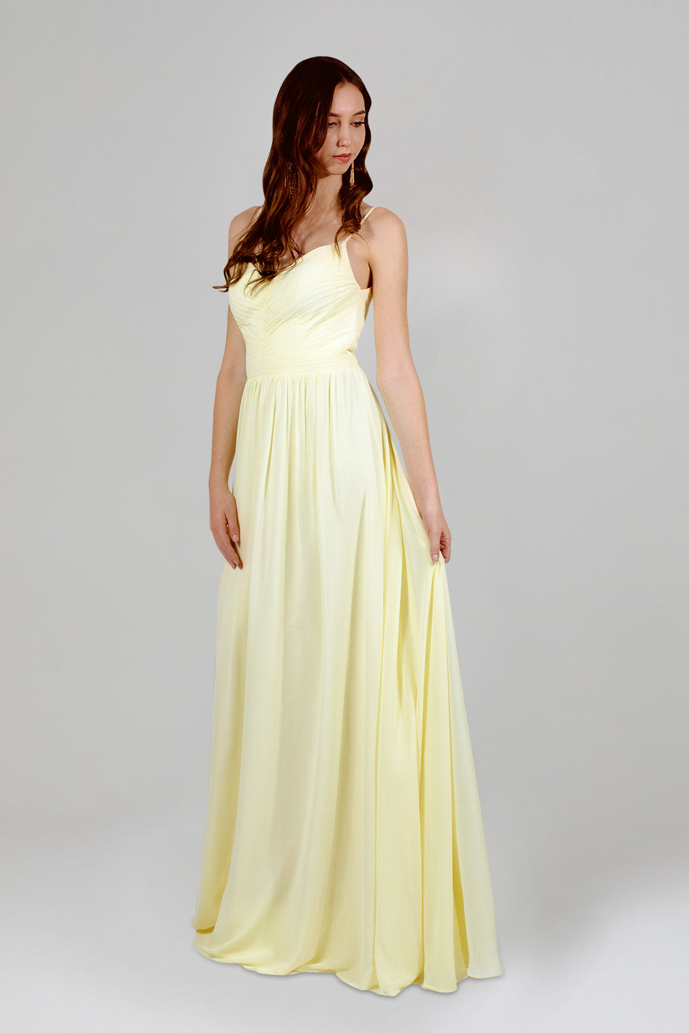 CARELLA | Flowy Chiffon Pastel Yellow Bridesmaid Dress Envious Bridal & Formal CARELLA | Flowy Chiffon Pastel Yellow Bridesmaid Dress Envious Bridal & Formal