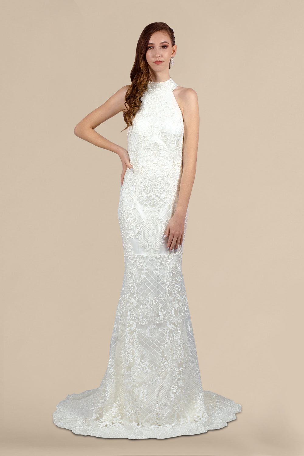 IZARA | High Neck Halter Lace Wedding Gown – Envious Bridal & Formal