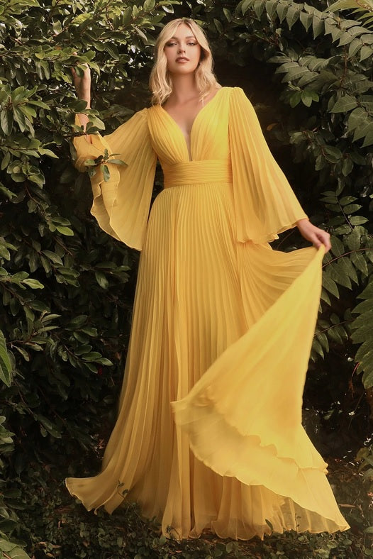 custom made yellow pleated long sleeve chiffon bridesmaid dresses perth australia envious bridal & formal