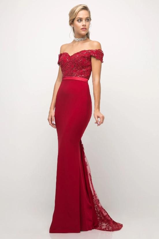 CYNTHIA | Off Shoulder Beaded Bodice Formal Dress - Formal Dresses Envious Bridal & Formal