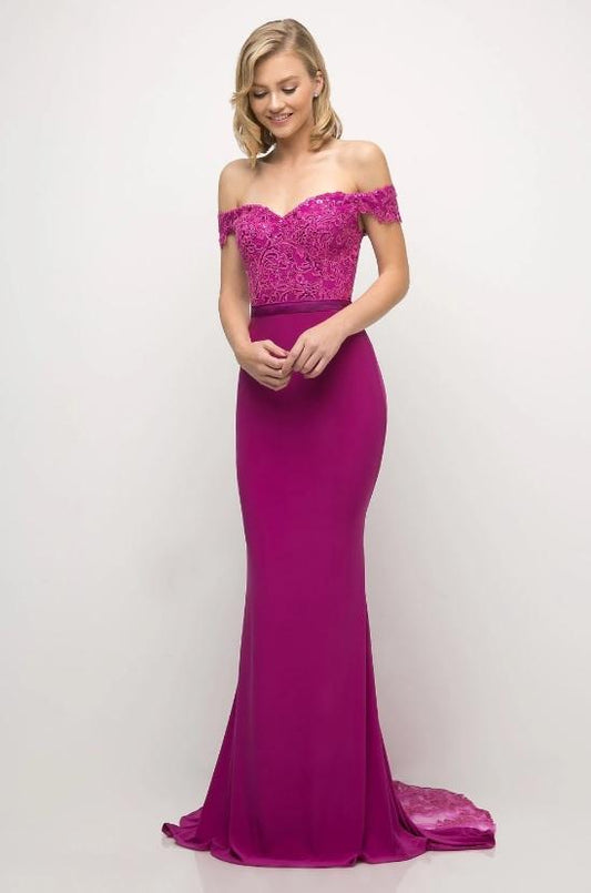 CYNTHIA | Off Shoulder Beaded Bodice Formal Dress - Formal Dresses Envious Bridal & Formal