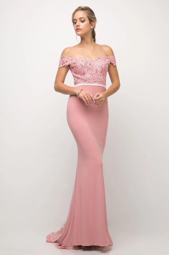 CYNTHIA | Off Shoulder Beaded Bodice Formal Dress - Formal Dresses Envious Bridal & Formal