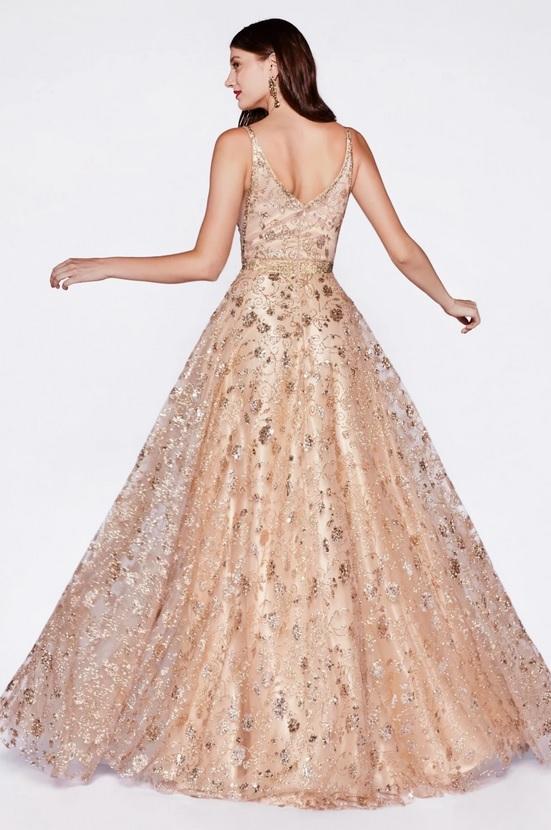 DHARA | A Line Glitter Rose Gold Formal Gown - All Products Envious Bridal