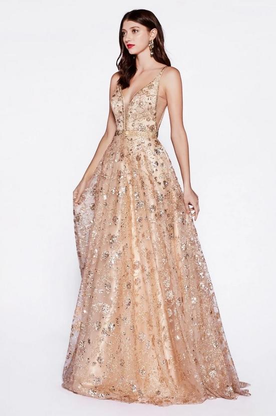 DHARA | A Line Glitter Rose Gold Formal Gown - All Products Envious Bridal