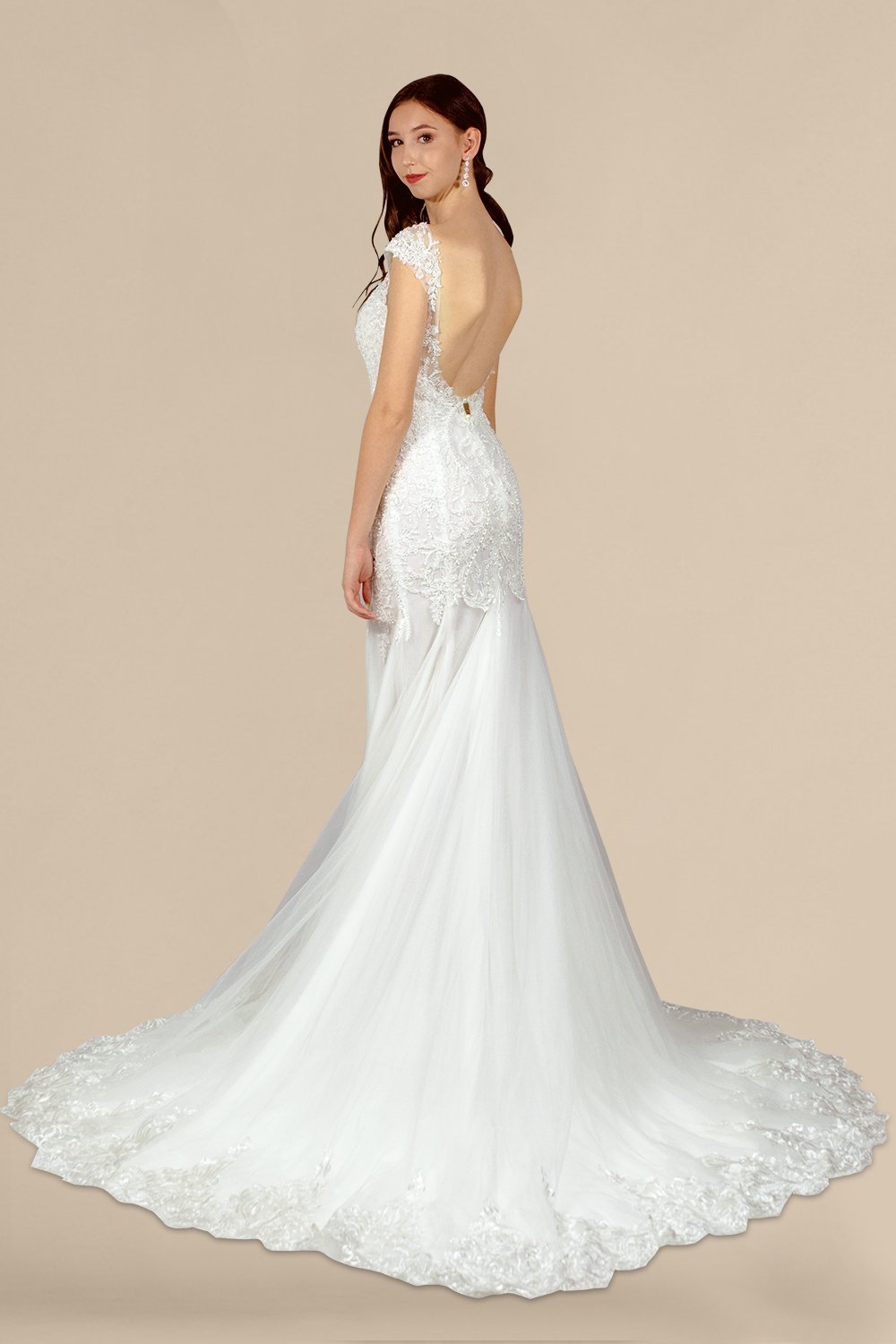 DIONISA  Cap Sleeve Lace & Tulle Mermaid Wedding Gown – Envious