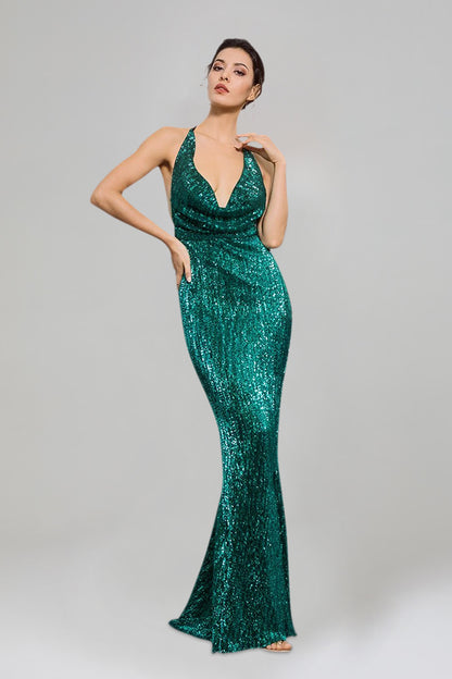 RIVERLYN | Halter Green Sequin Formal Dress Envious Bridal & Formal RIVERLYN | Halter Green Sequin Formal Dress Envious Bridal & Formal