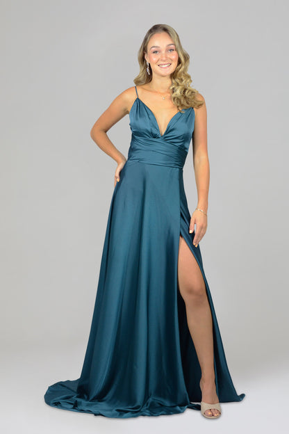 ELLICIA | Emerald Silk Crepe Formal Bridesmaid Dress Envious Bridal & Formal ELLICIA | Emerald Silk Crepe Formal Bridesmaid Dress Envious Bridal & Formal