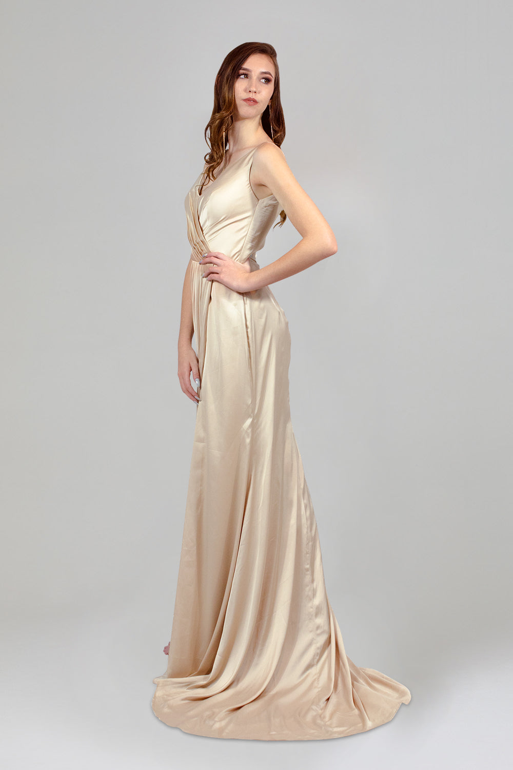 Gold Maxi Dress - Gold Satin Dress - One-Shoulder Maxi Dress - Lulus