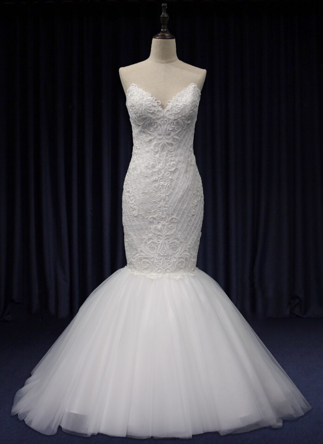 EVALYN | Strapless Lace Bodice Fishtail Wedding Gown - Wedding Dress Envious Bridal & Formal
