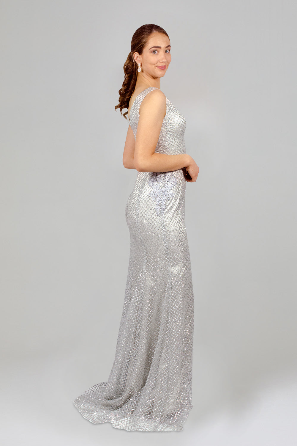 Black Silver Glitter Princess Evening Dress (Elegant)