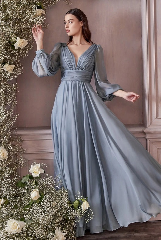 ELVENE  Chiffon Long Sleeve Bridesmaid Dress – Envious Bridal & Formal