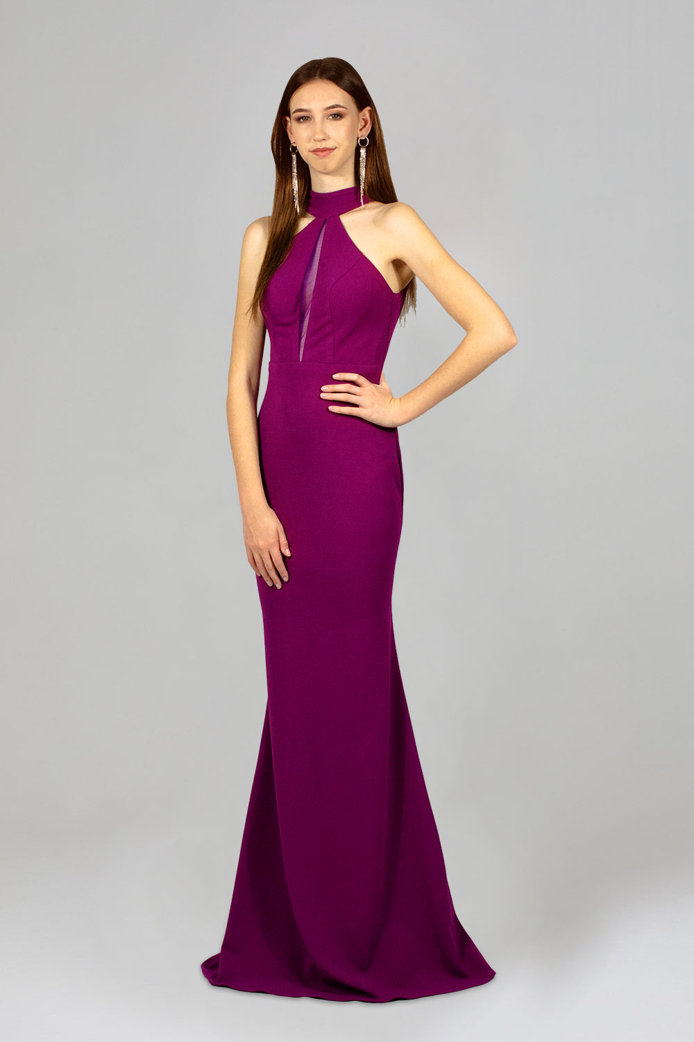 halter high neck fitted purple bridesmaid dresses custom made envious bridal & formal