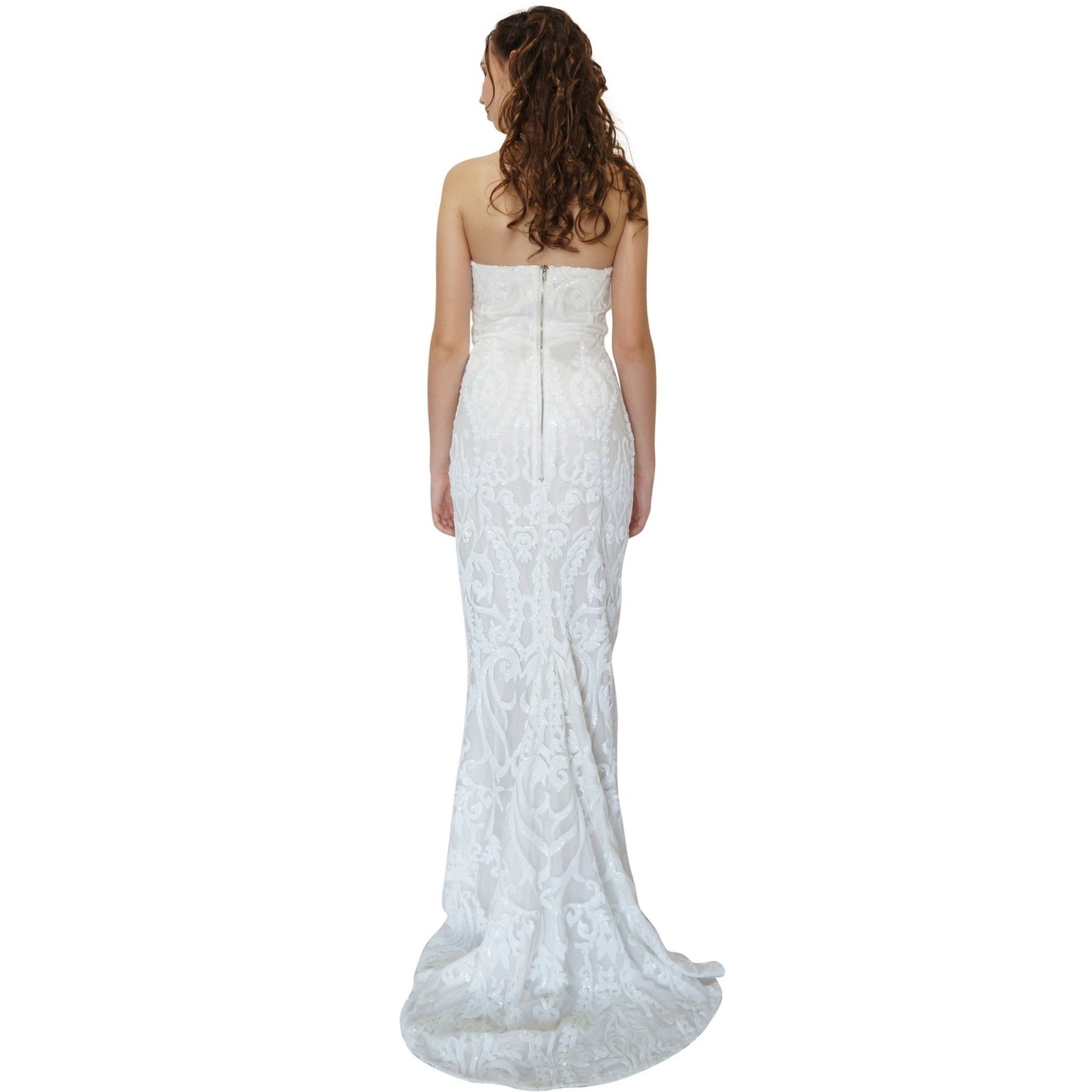 JANESSA | Strapless Sequin White Formal Dress - All Products Envious Bridal