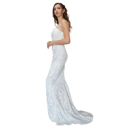 JANESSA | Strapless Sequin White Formal Dress - All Products Envious Bridal