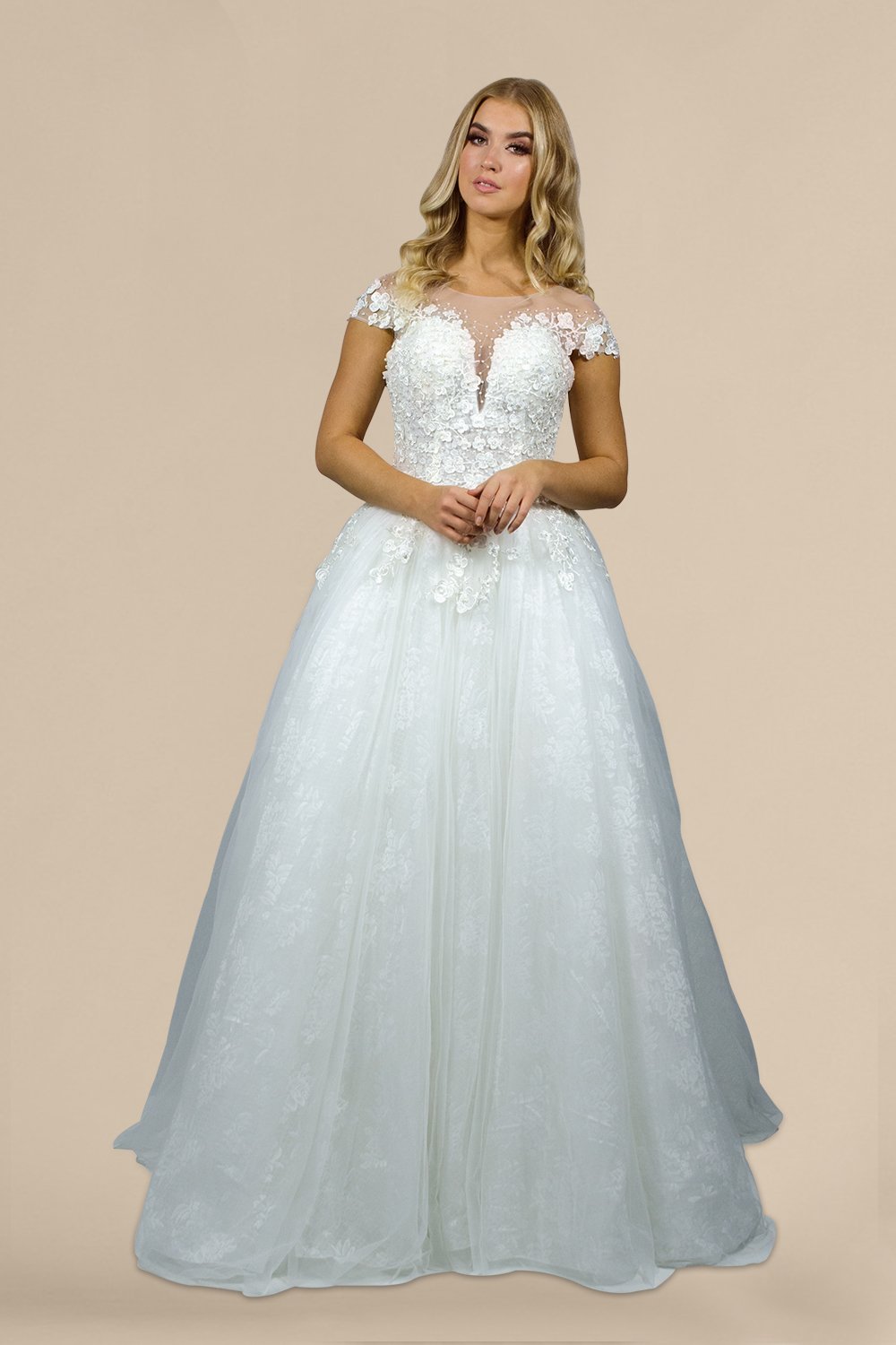 JASMIRA  Cap Sleeve Lace A Line Wedding Gown – Envious Bridal