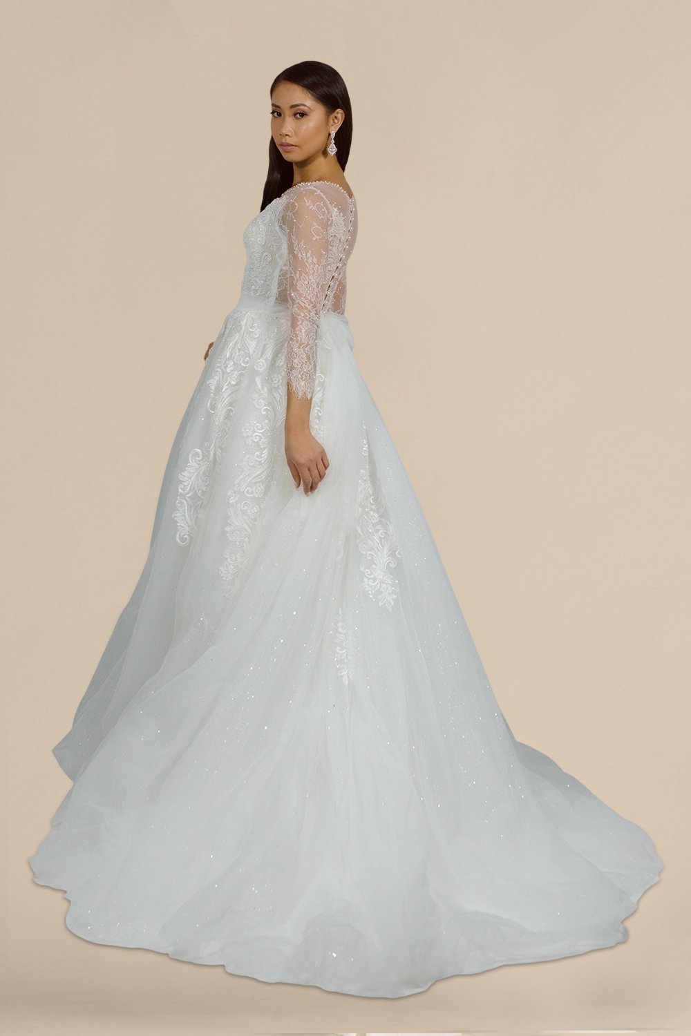long lace sleeve princess ball gown wedding dress perth australia envious bridal & formal