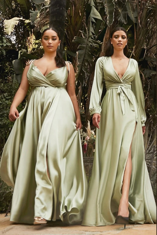 sage silk crepe long sleeve bridesmaid dresses perth australia envious bridal & formal