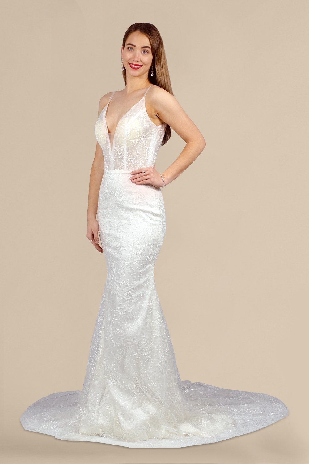 strappy sheer bodice lace mermaid wedding dress custom made perth australia envious bridal & formal