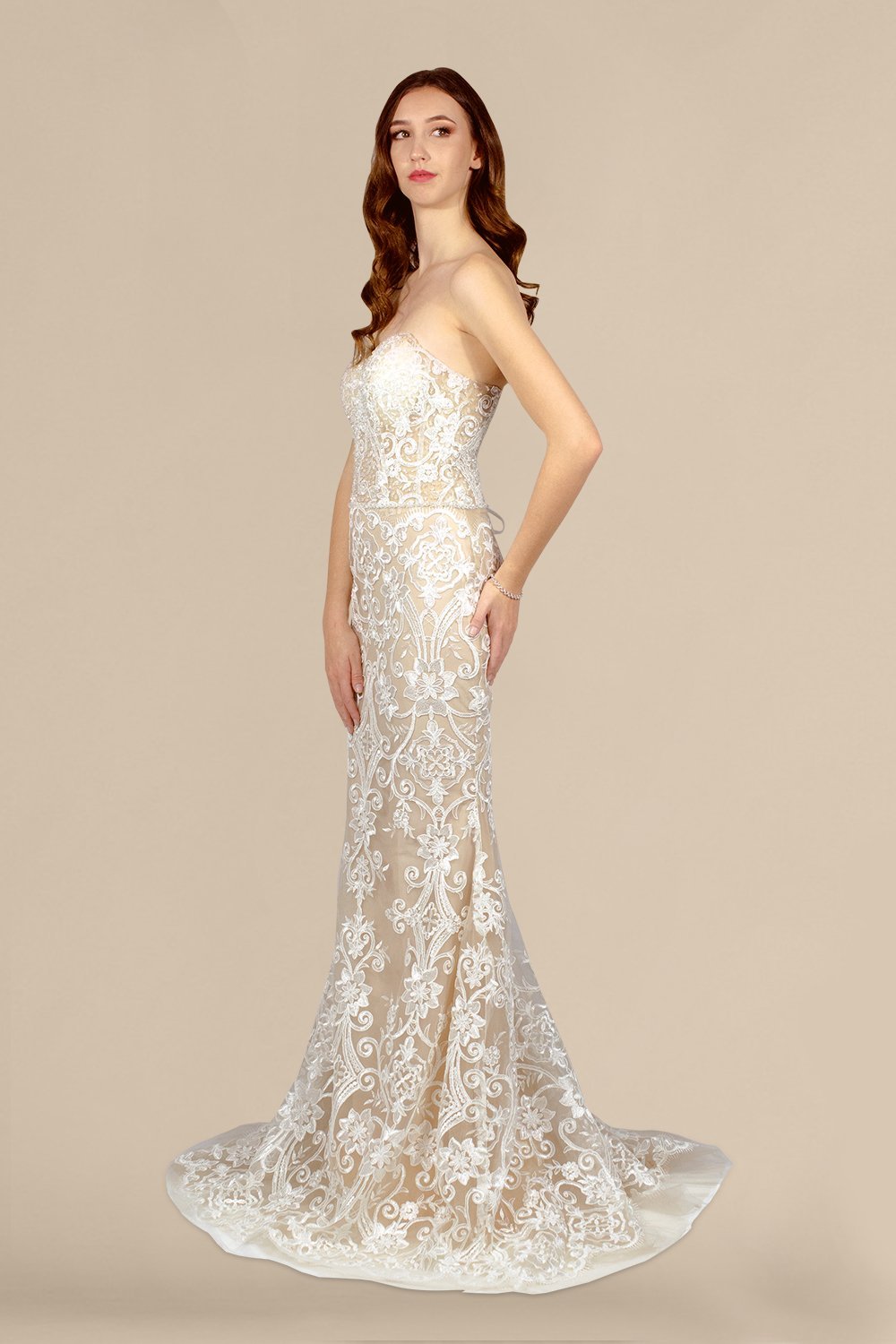 custom made white mocha lace wedding gowns perth australia envious bridal & formal