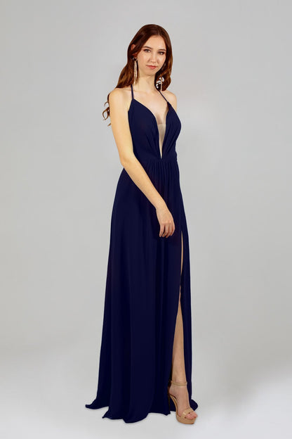 KYLA Flowy Chiffon Navy Bridesmaid Dress โ Envious Bridal Formal