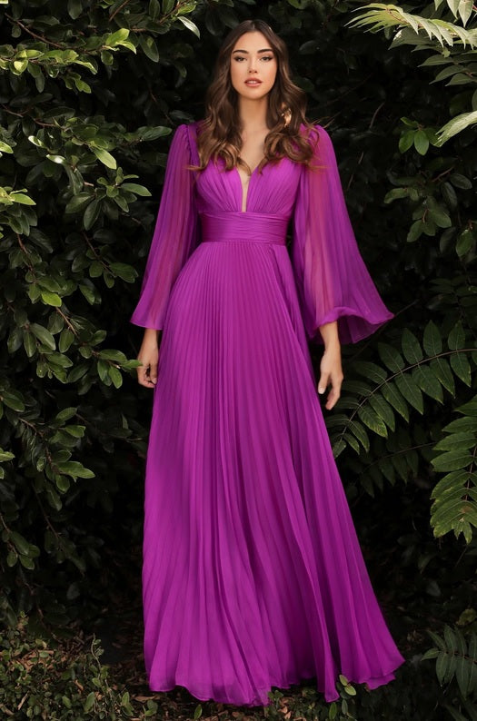 magenta pleated long sleeve chiffon bridesmaid dresses perth australia envious bridal & formal