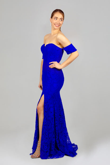 ELIXIS | Off Shoulder Sleeve Cobalt Lace Formal Dress Envious Bridal & Formal ELIXIS | Off Shoulder Sleeve Cobalt Lace Formal Dress Envious Bridal & Formal