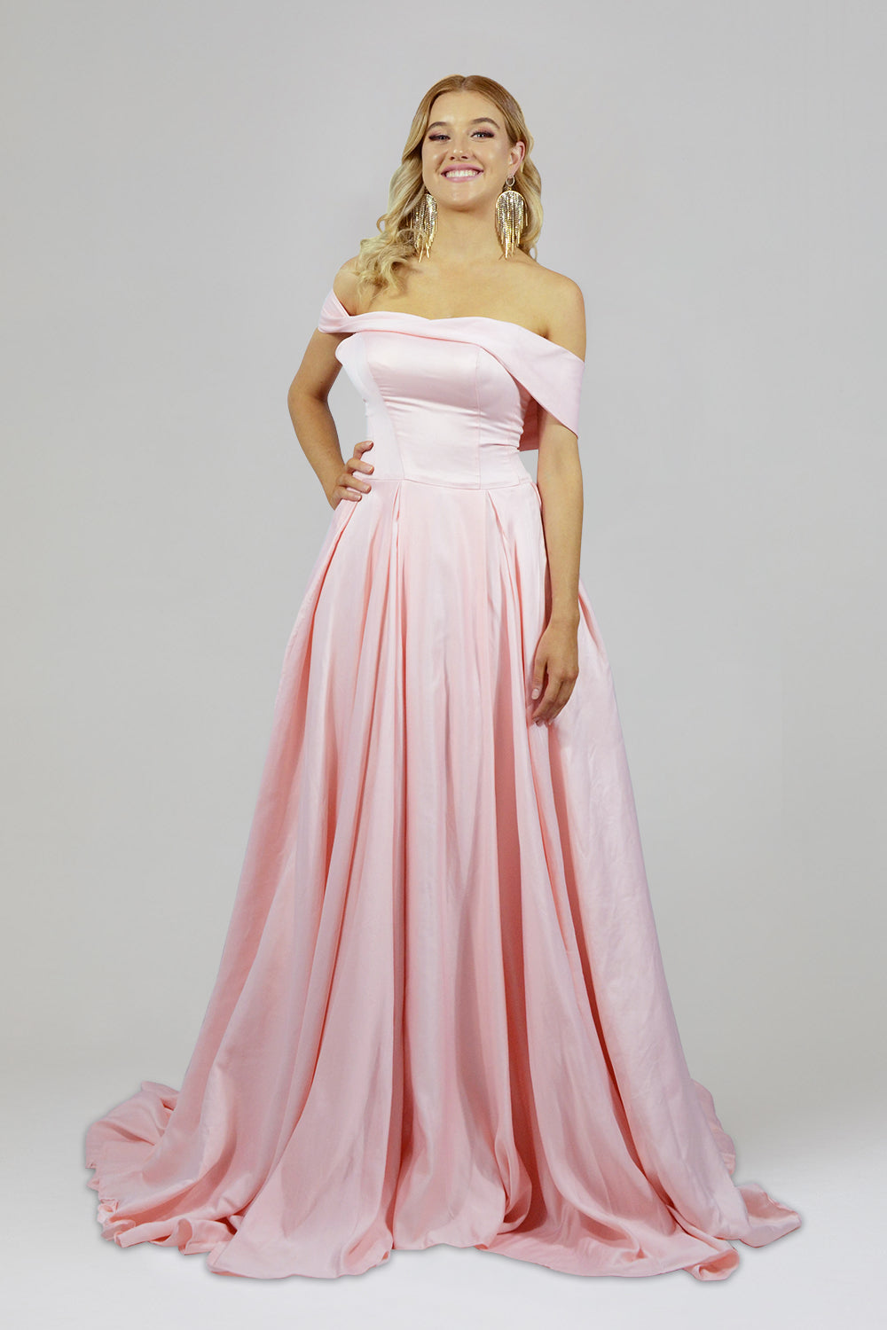 off the shoulder pink wedding dress custom made envious bridal & formal