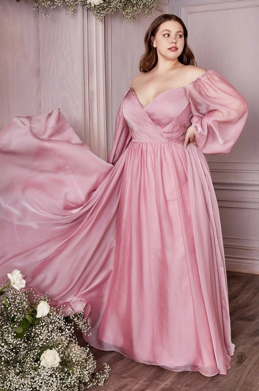 KERRISA | Chiffon Off Shoulder Balloon Sleeve Bridesmaid Dress - CURVE –  Envious Bridal & Formal