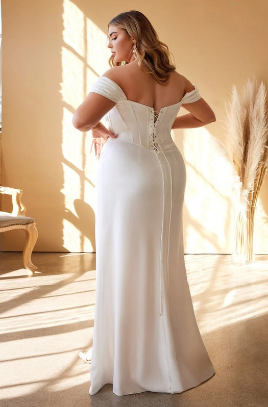 EVANA  Off Shoulder Corset Bodice Sheath Wedding dress – Envious Bridal &  Formal